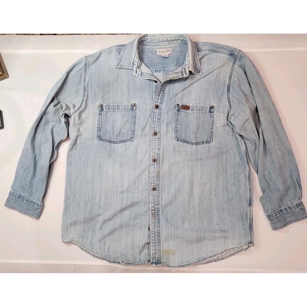 Y2K Carhartt Work wear Denim Long Sleeve Shirt WorkWear 2000s Medium